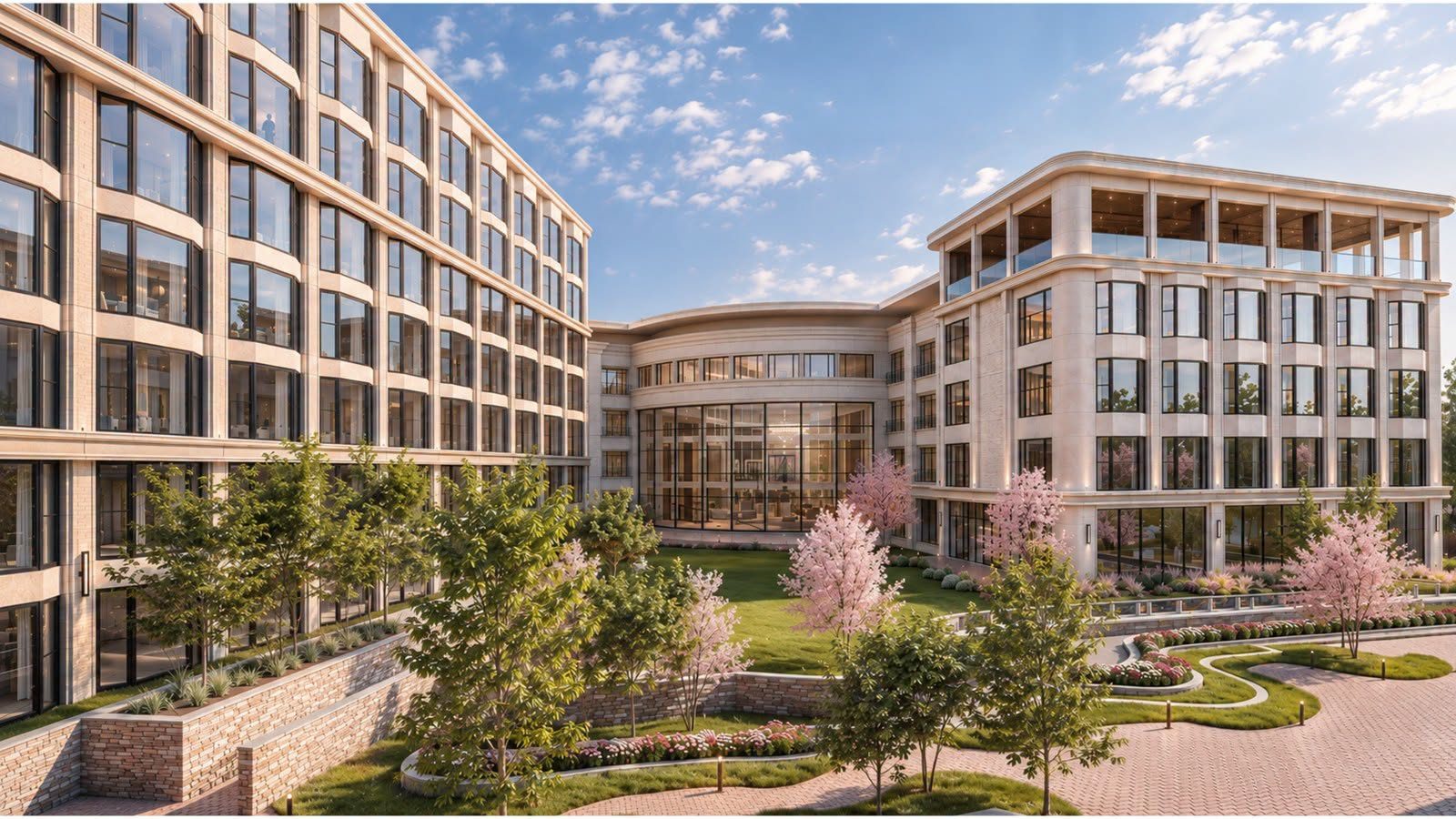 The JW Marriott's garden courtyard