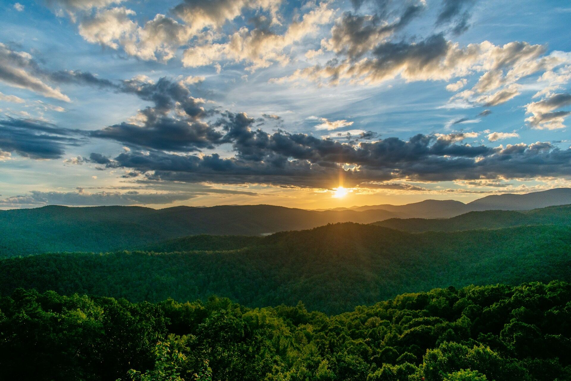 Sunset over the Blue Ridge above Asheville