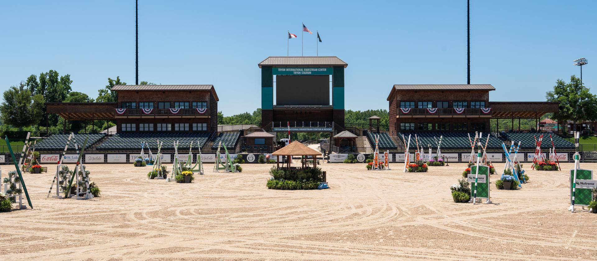The main show jumping ring and grandstands at the Tryon International Equestrian Center