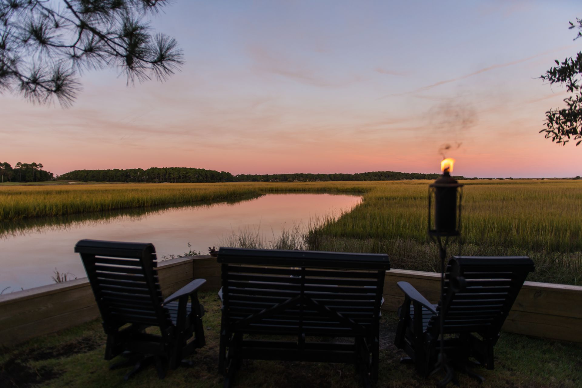 Dusk over a tidal creek and marsh in the Lowcountry